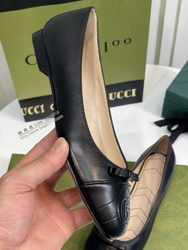 gucci古馳雙G平底芭蕾舞鞋 原版羊皮單鞋 dx3288